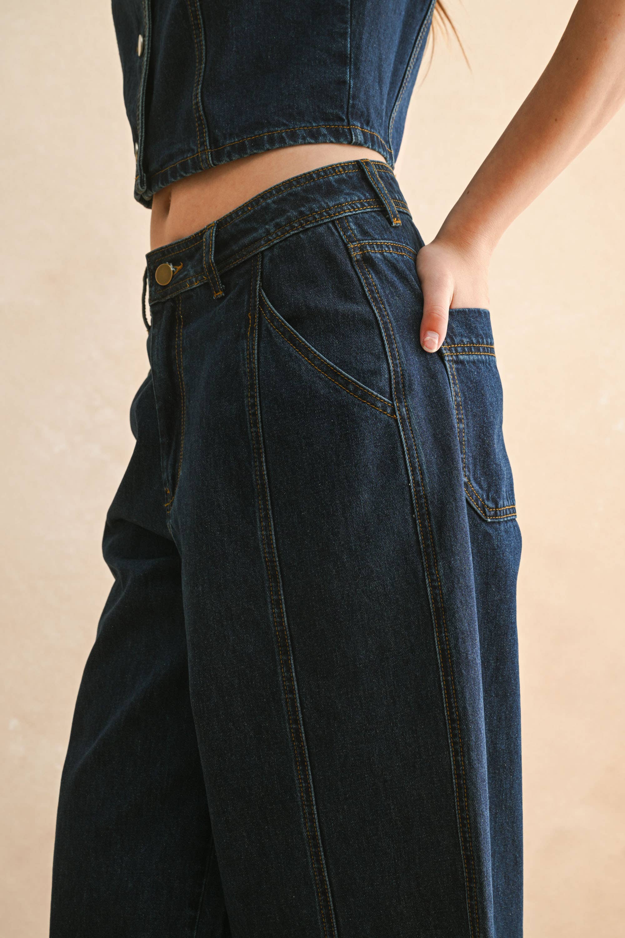Dark Denim Wide Leg Pants