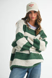 Oversized Striped Green & Lavender Sweater
