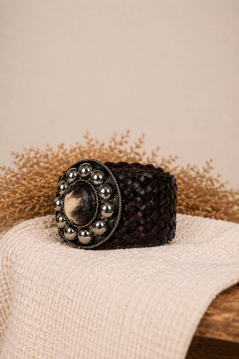 MARTE Wide Black Leather Belt