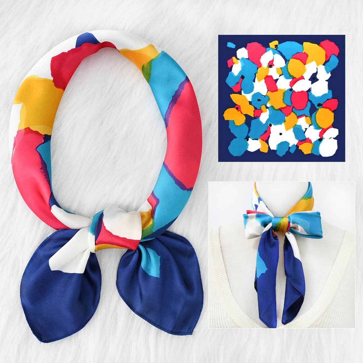 Polka Dot Satin Neck Scarf – Office & Flight Style_CWASC1157