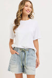 Barrel Jean Shorts with Rope Belt