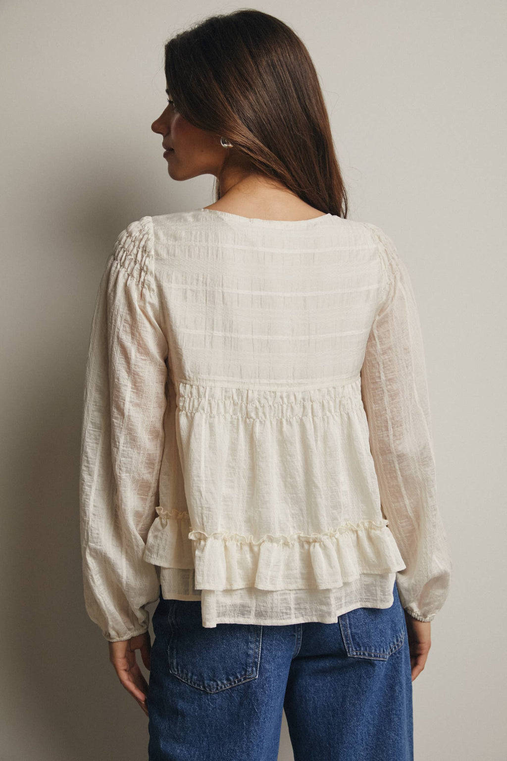 Rebecca Ruffle Hem Peasant Blouse
