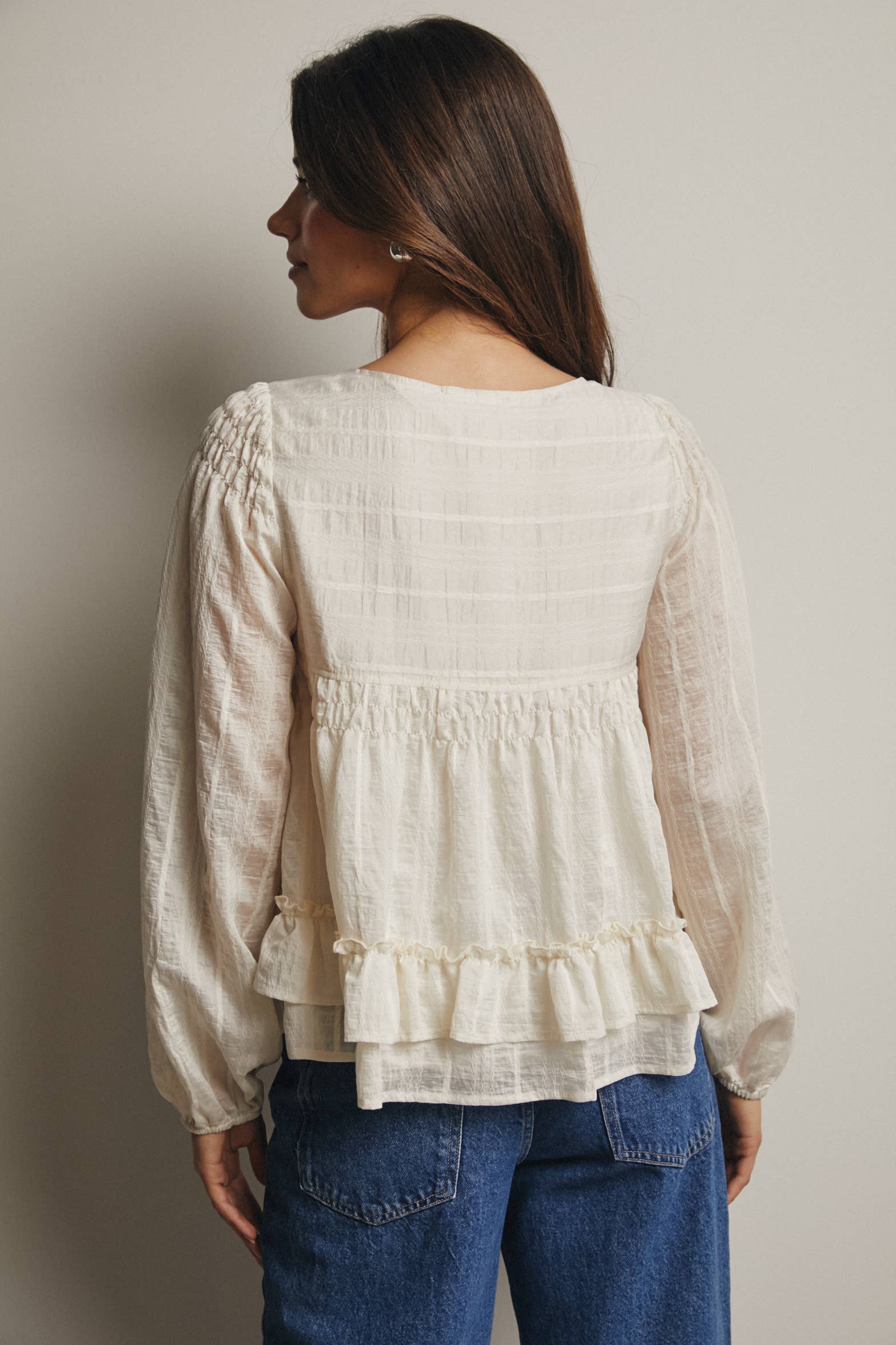 Rebecca Ruffle Hem Peasant Blouse