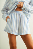 STRIPED ELASTIC BAND WAIST SHORTS