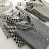 Gingham Soft Muslin Cotton Button-Down cap sleeve blouse