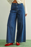 WIDE LEG DENIM PANTS WITH FRONT DETAIL