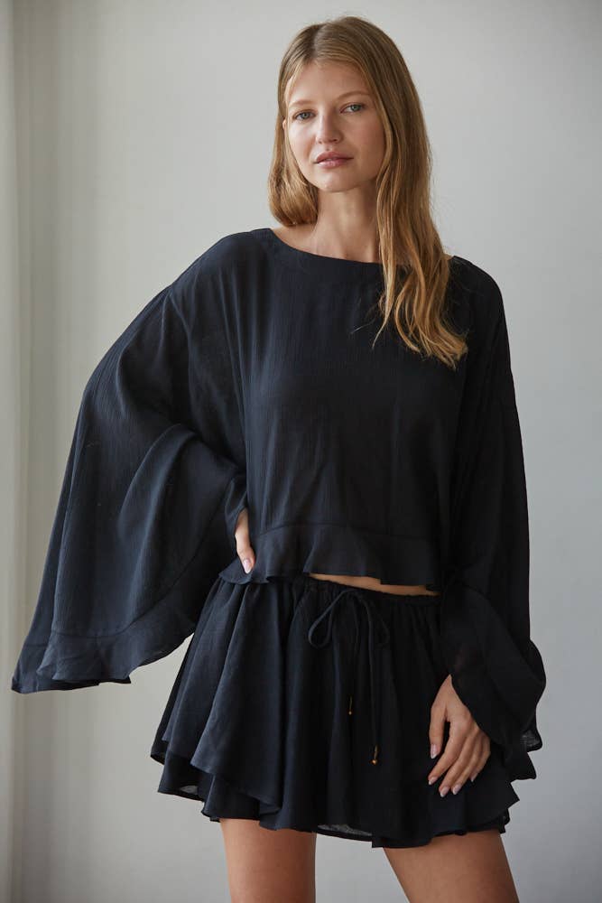 Woven Rayon Nylon Layered Skort