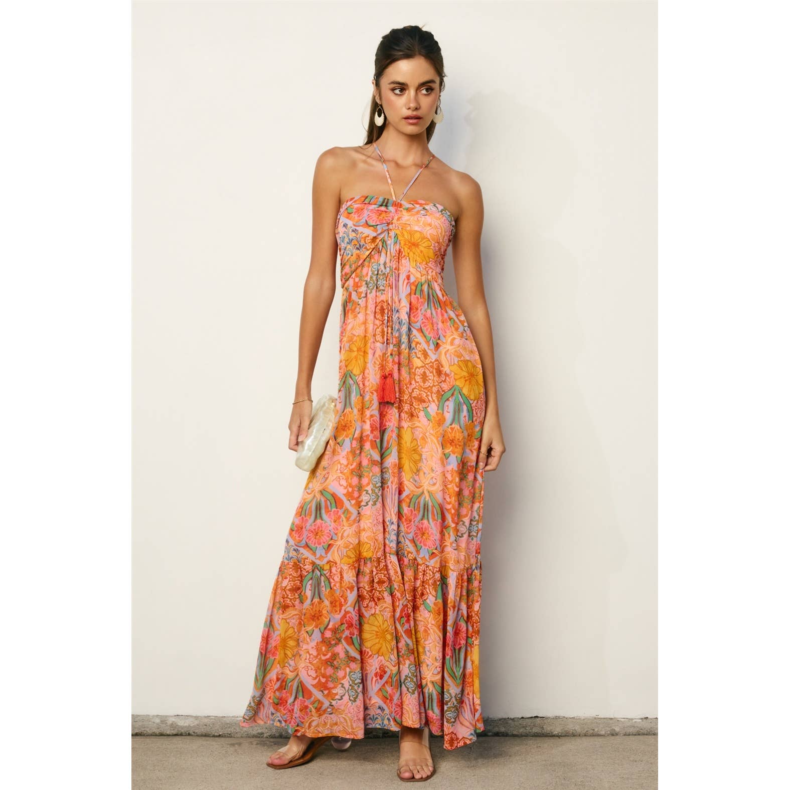 Dayna Ruched Babydoll Maxi Dress