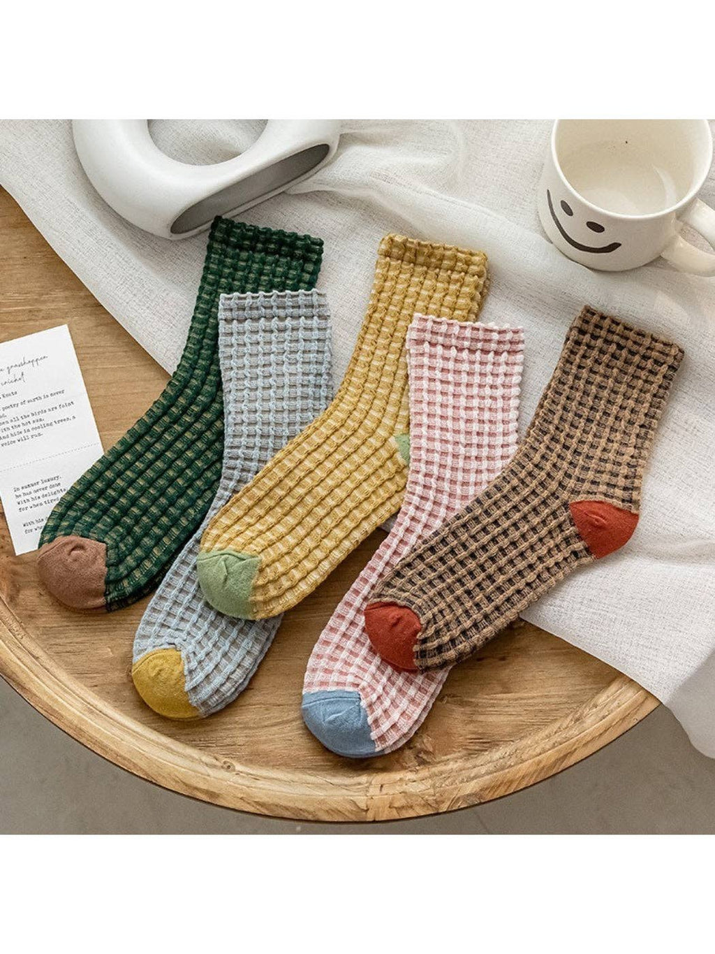 Rufia - Textured Check Knit Crew Socks