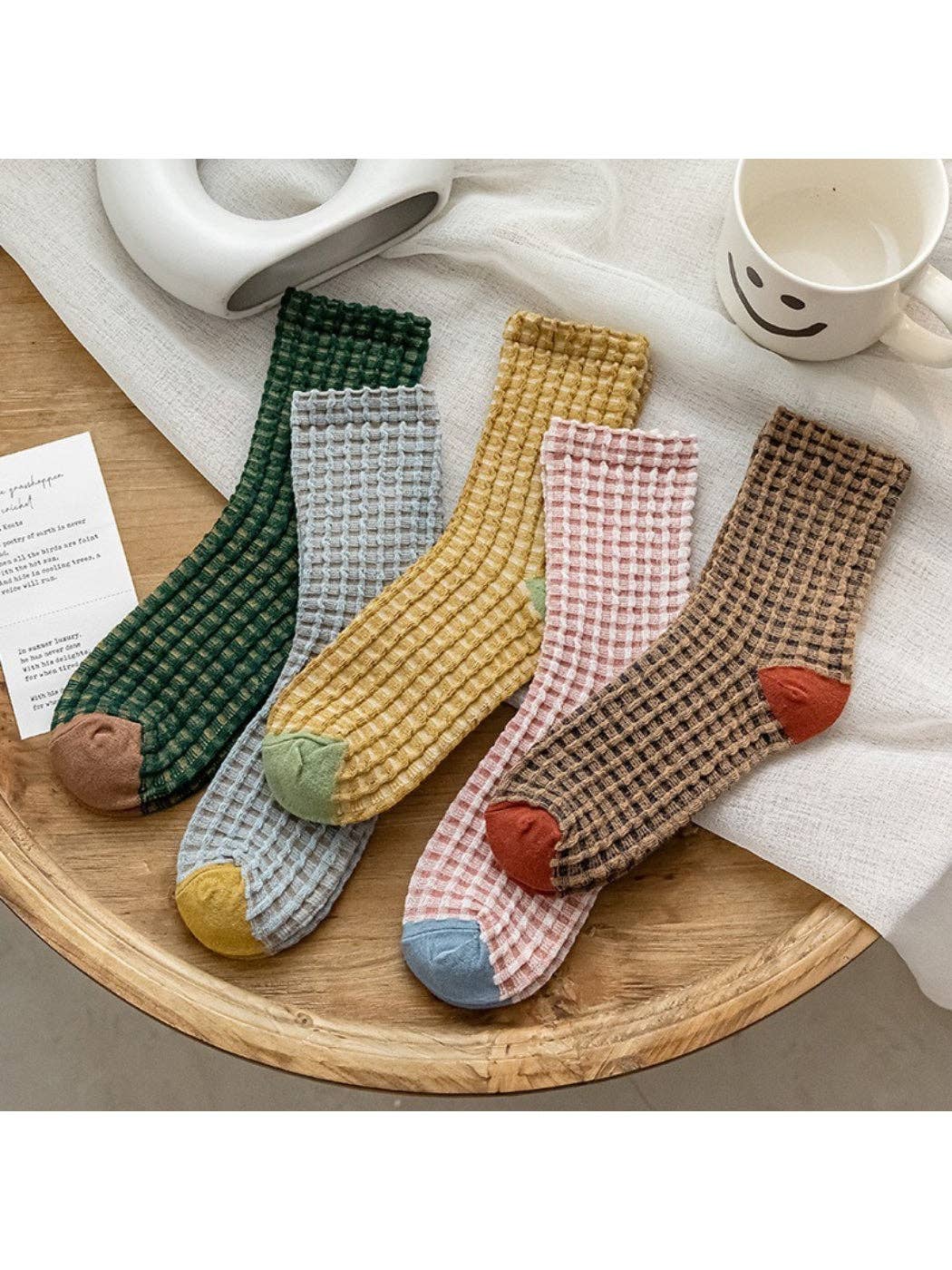 Rufia - Textured Check Knit Crew Socks