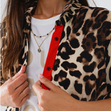 Leopard Shirt with Red Button Placket