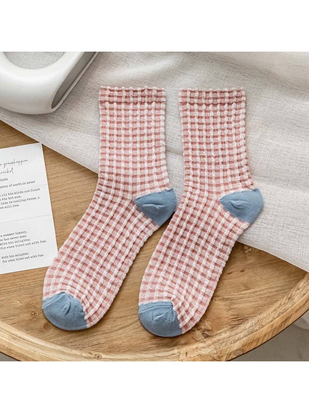 Rufia - Textured Check Knit Crew Socks