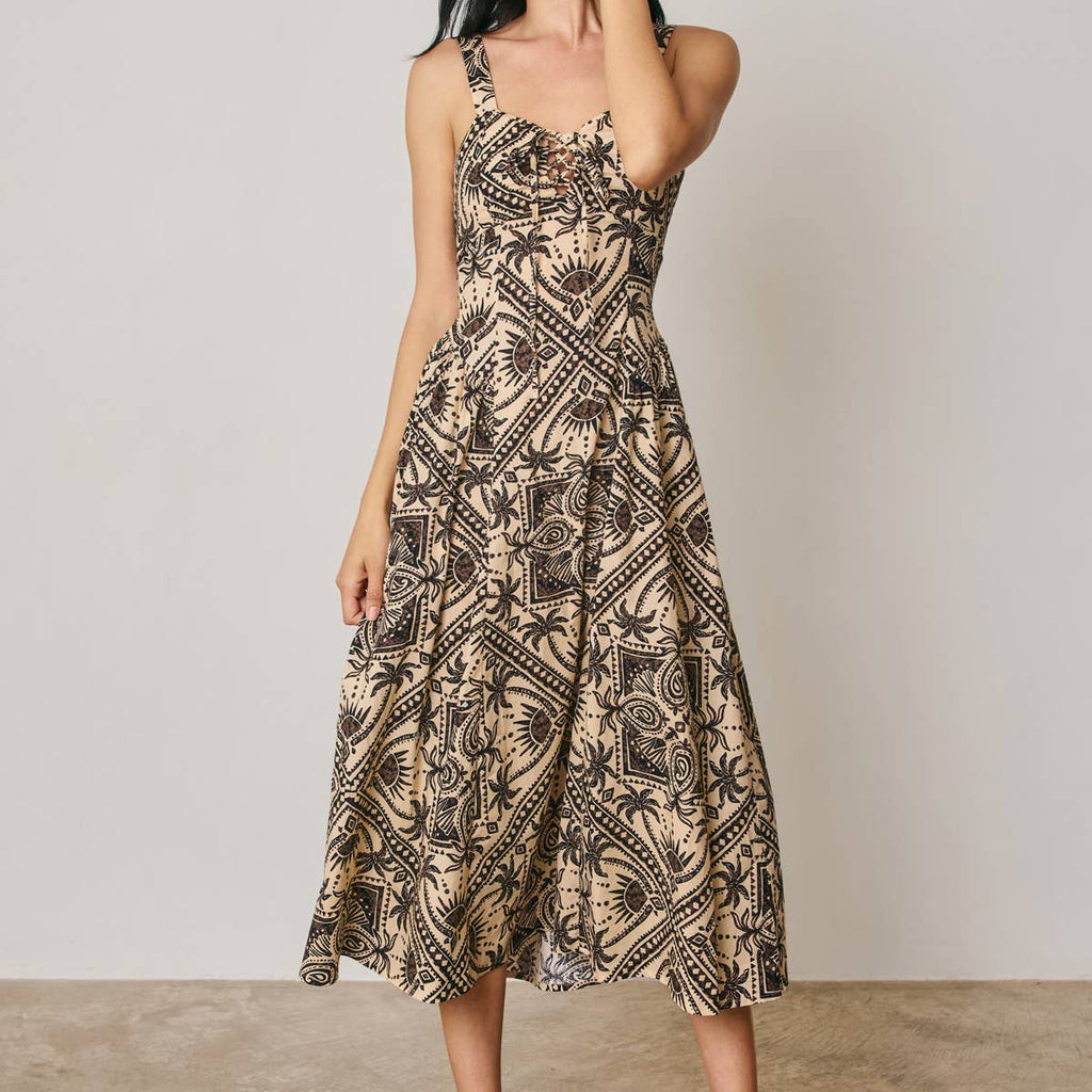 Florence Scarf Ruched Cutout Midi Dress