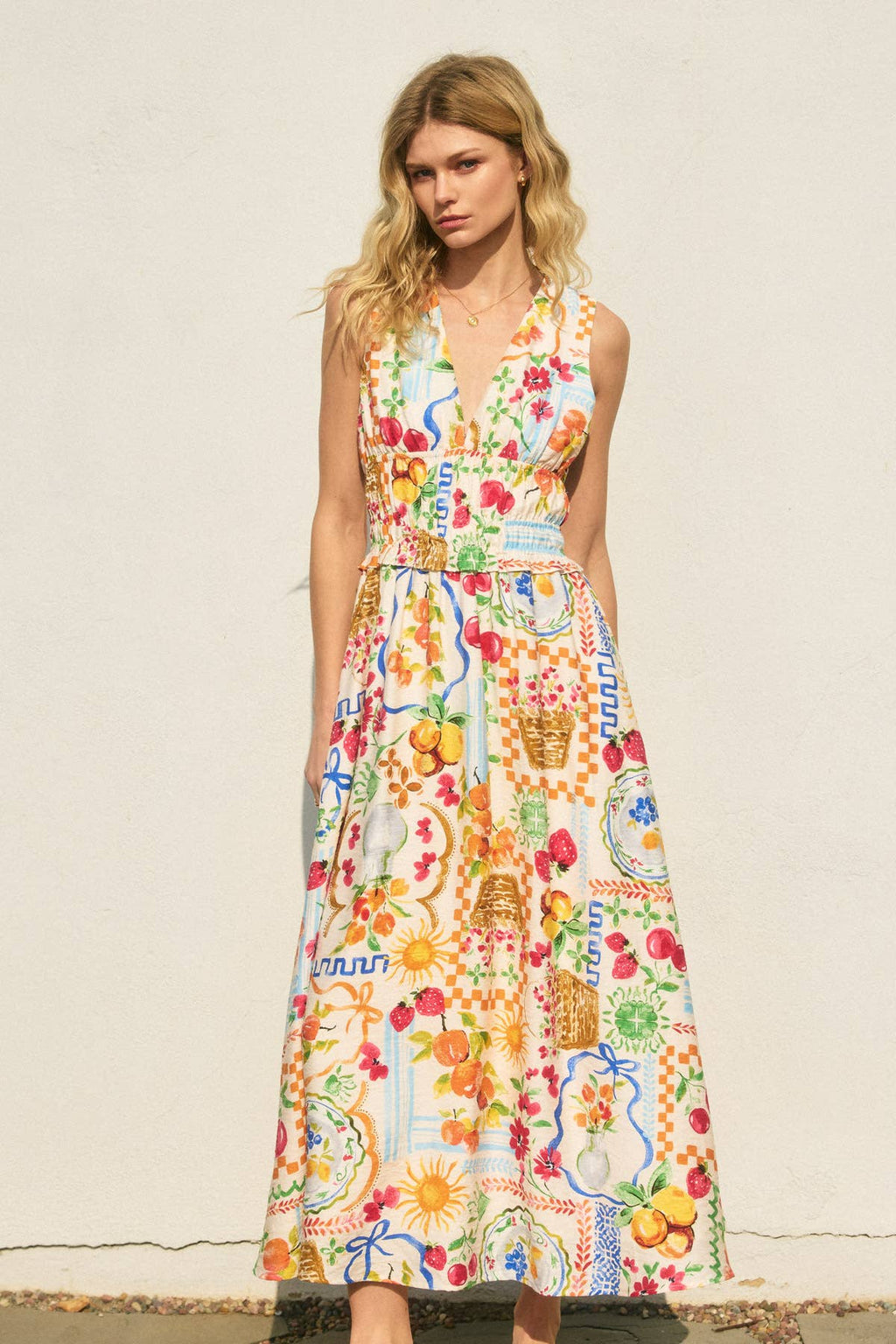 Sweetest Thing Poplin Shirred Waist Midi Dress