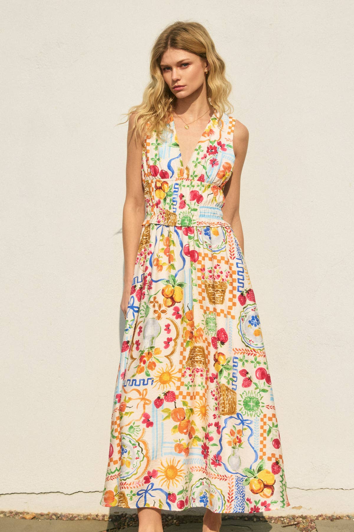 Sweetest Thing Poplin Shirred Waist Midi Dress