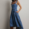 Tiered Denim Maxi Dress