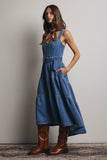 Tiered Denim Maxi Dress