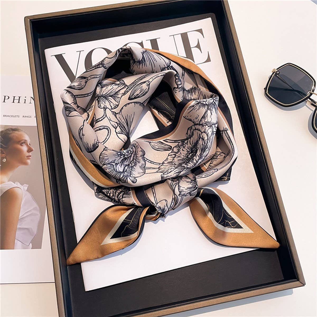 Skinny Silk Scarf for Hair, Neck or Bag Wrap_CWASC1512🎗️