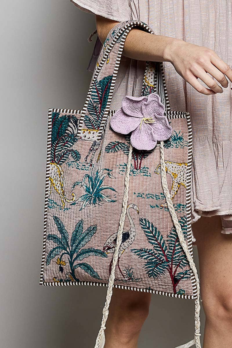 Everyday Quilted Striped Tote Bag