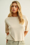 SOFR BRUSHED FABRIC SHORT SLEEVE KNITTED TOP