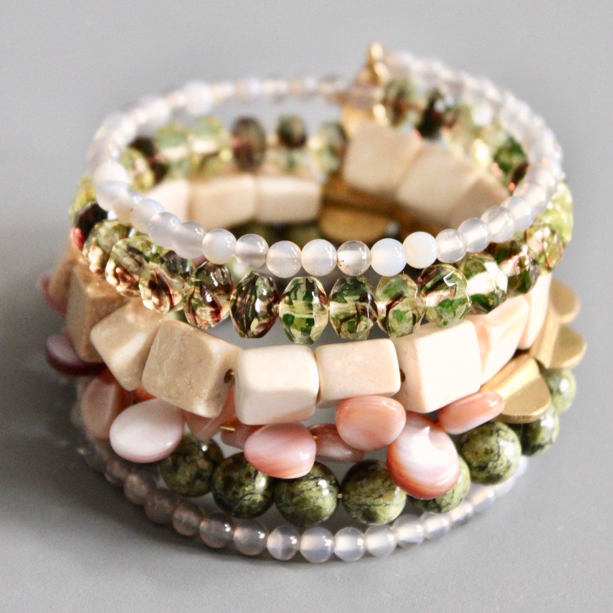 Green and pink wrap bracelet