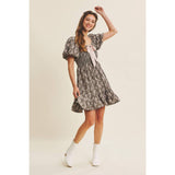 Floral Smocked Mini Dress with Contrast Bow