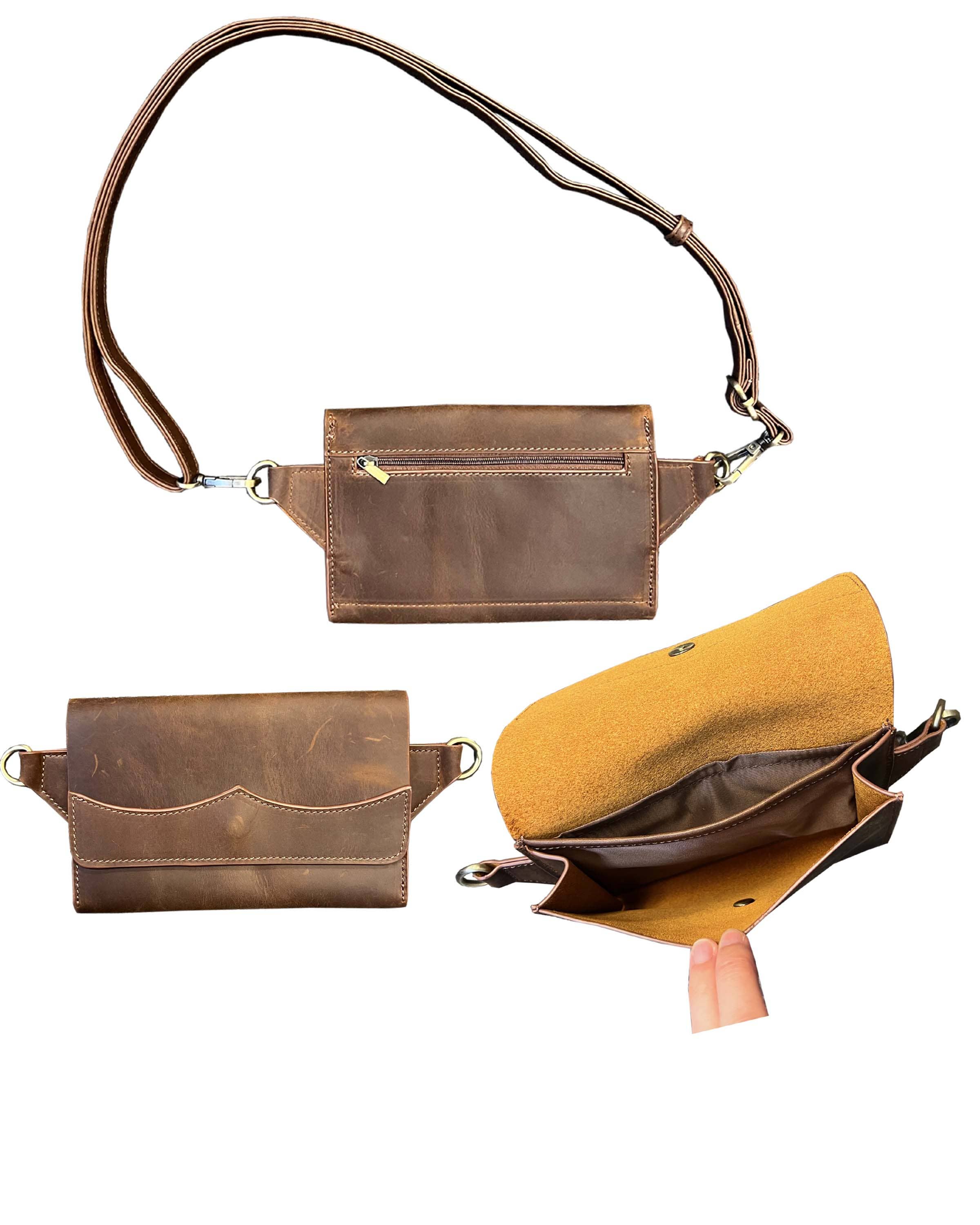 Vintage leather fanny pack sling bag waist bag