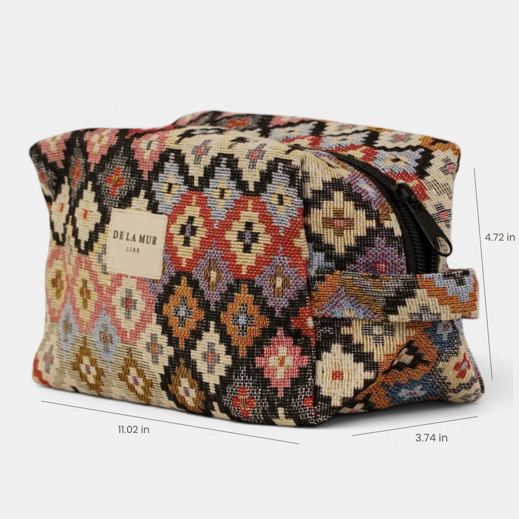 Ore Geometric Jacquard Squared Makeup Bag