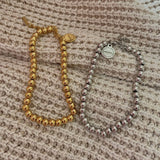 Gold or Silver Beaded adjustable bracelet waterproof