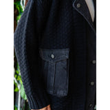 Knit Body Denim Layerd Jacket