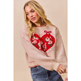 Big Valentine Heart Coquette Crop Sweater