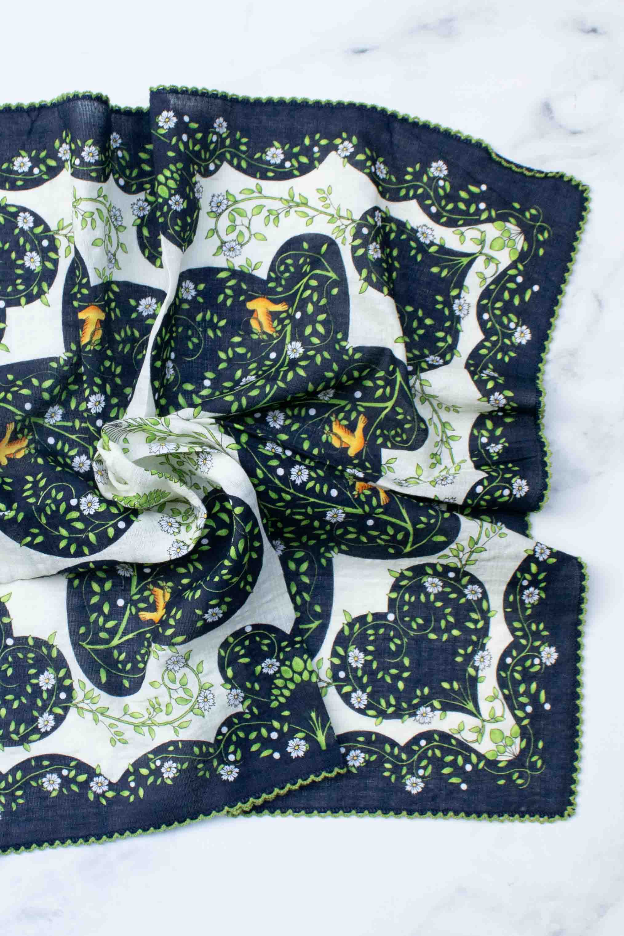 Bird & Vine Cotton Rayon Scarf