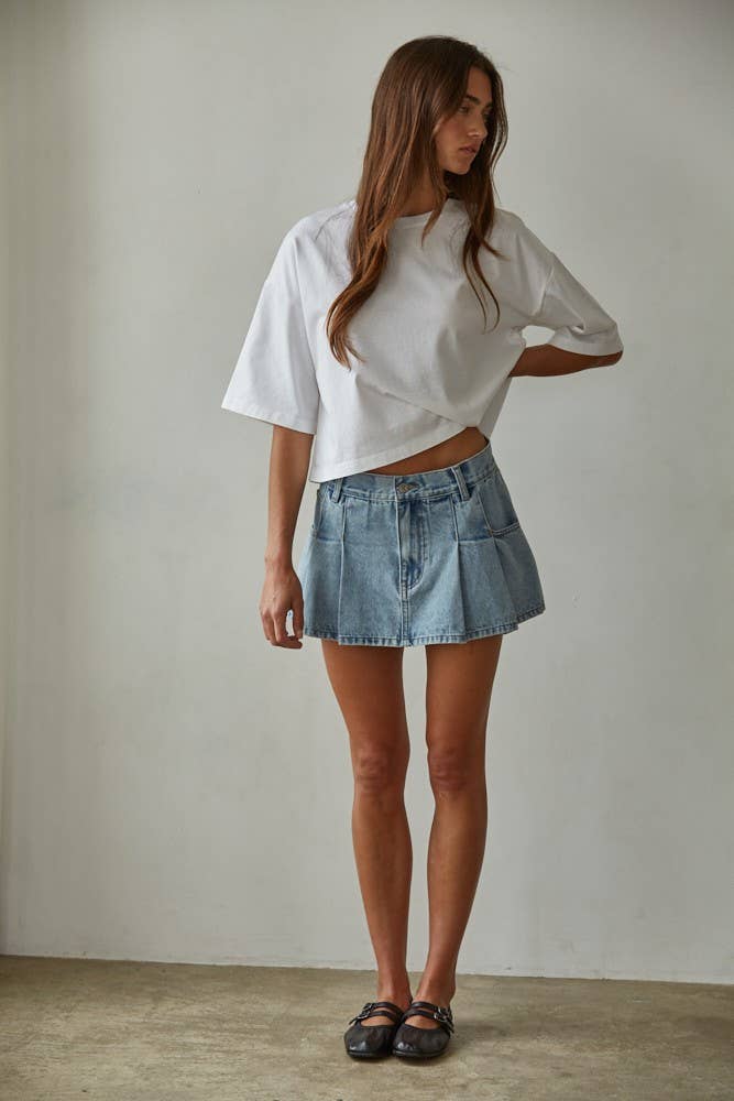 Crew Neck Drop Shoulder Short Sleeve Top