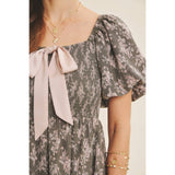 Floral Smocked Mini Dress with Contrast Bow