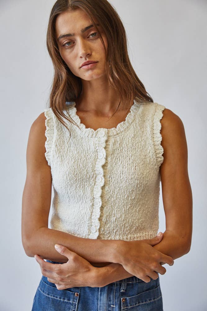 Snuggly Cotton Button Knit Vest