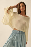 Sheer Lightweight Knit Cropped Poncho Sweater