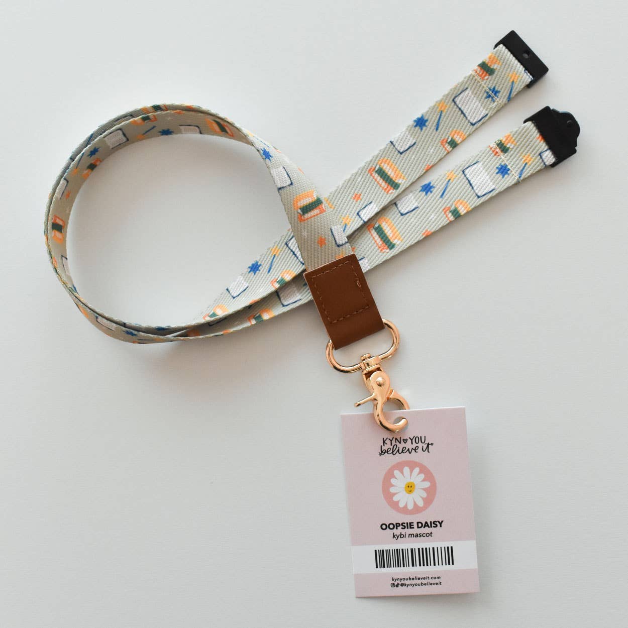 Book Pattern Lanyard- CLEARANCE