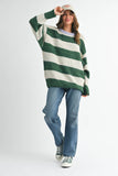 Oversized Striped Green & Lavender Sweater