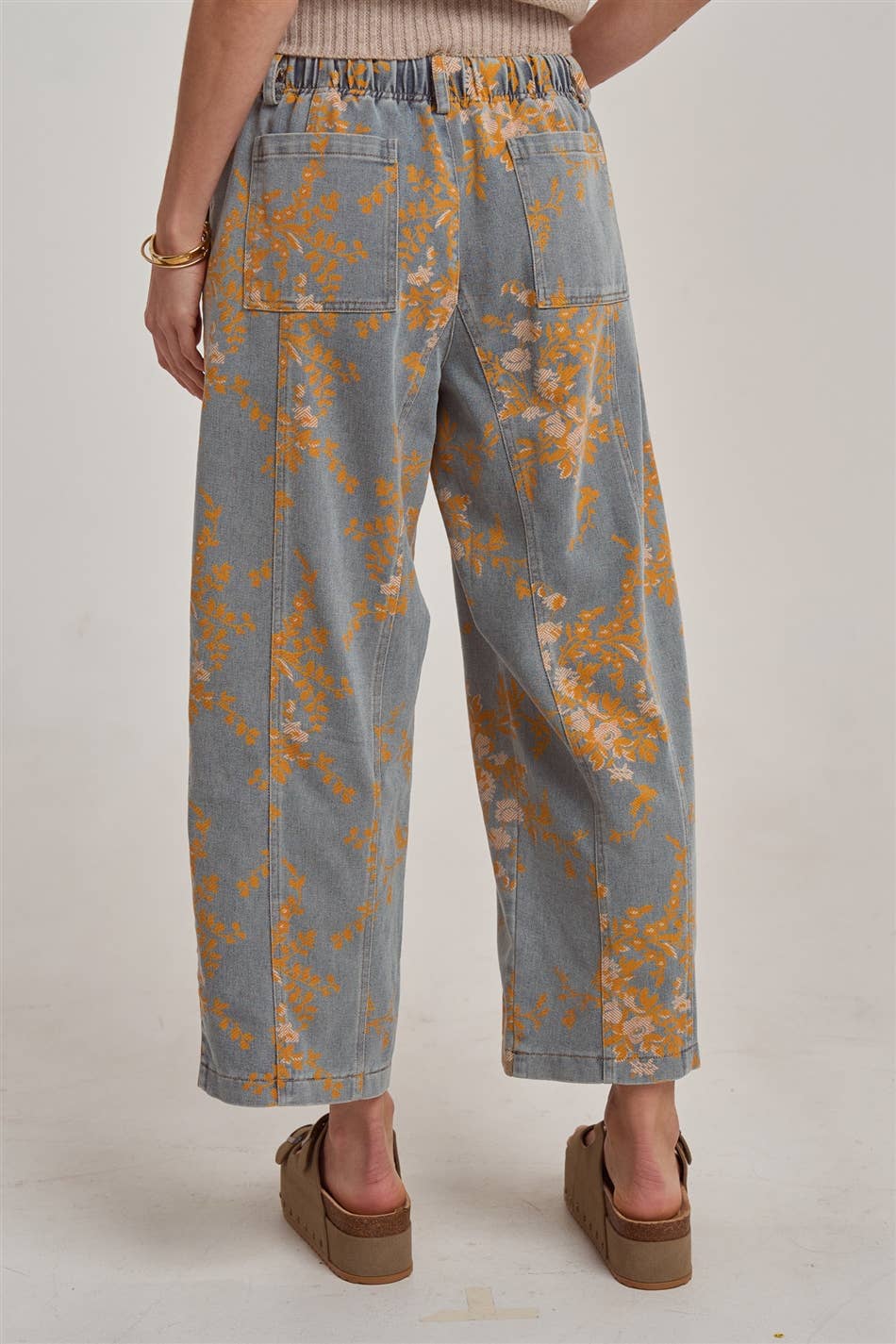 MID RISE RELAXED FIT FLORAL DENIM JEANS