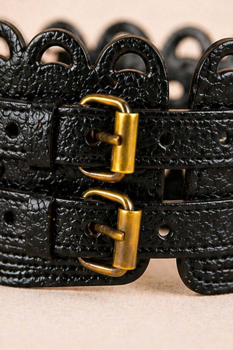 KRONOS Black Leather Sash Belt