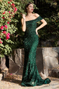 SEQUIN ONE SHOULDER MERMAID GOWN