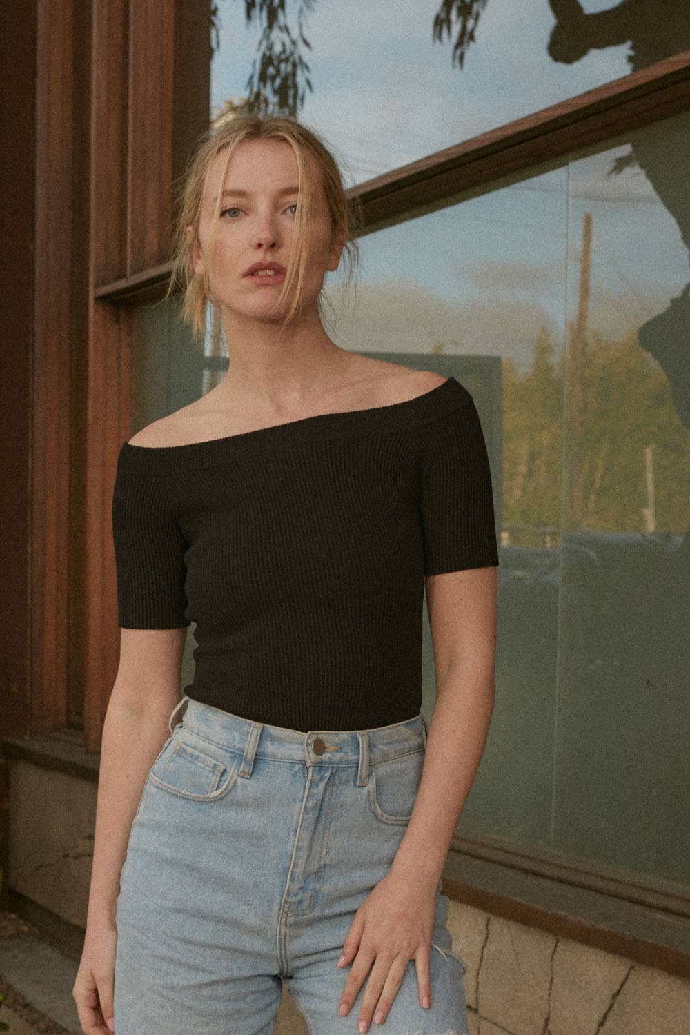 Shaper Fit Off-Shoulder Rib Knit Bodysuit