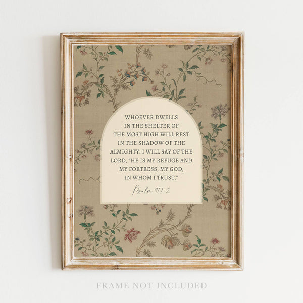 Psalm 91 Vintage Wall Art Print Christian Home Decor Gift
