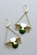 Hunter green and gray ArtDeco earrings