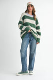 Oversized Striped Green & Lavender Sweater