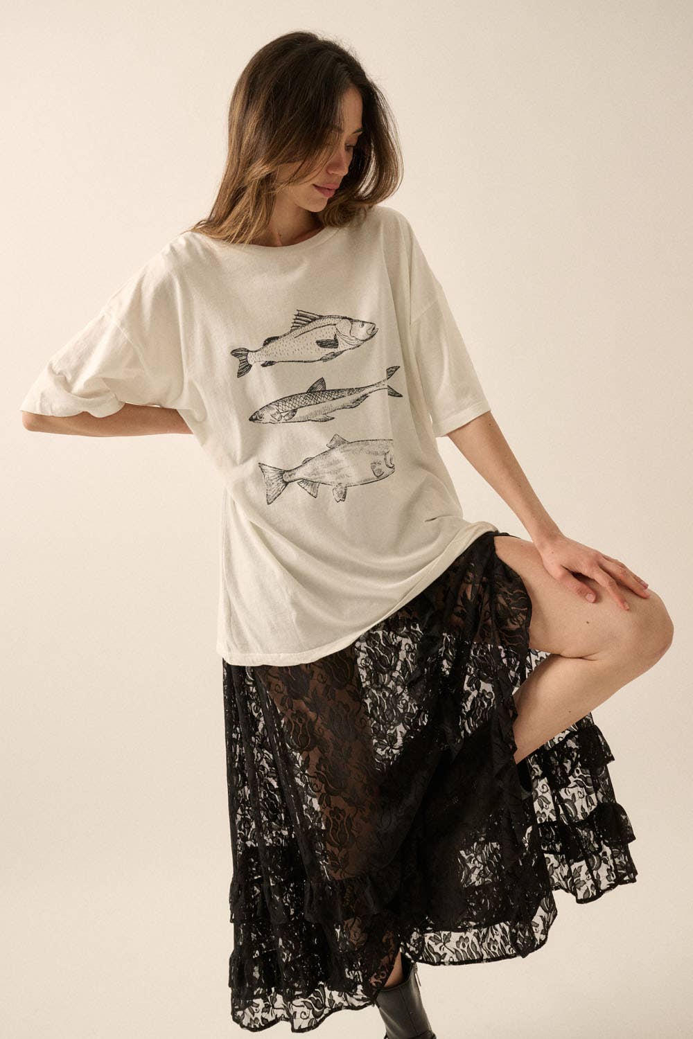 Vintage Fish Oversize Graphic Tee
