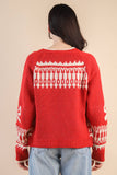12W3463N-Oversized Graphic Casual Knit Sweater Cardigan