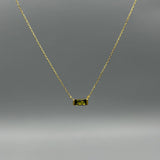 Gold Baguette Birthstone Necklace