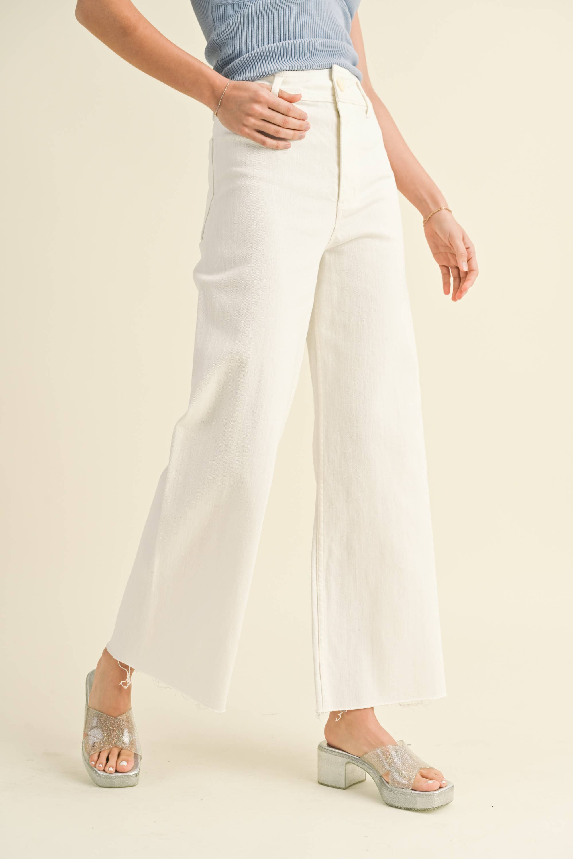 STRAIGHT WIDE LEG DENIM PANTS