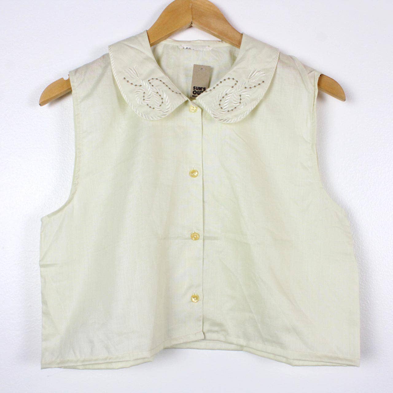 Reworked Sleeveless Button-Up Cropped Blouse - SOLID COLORS